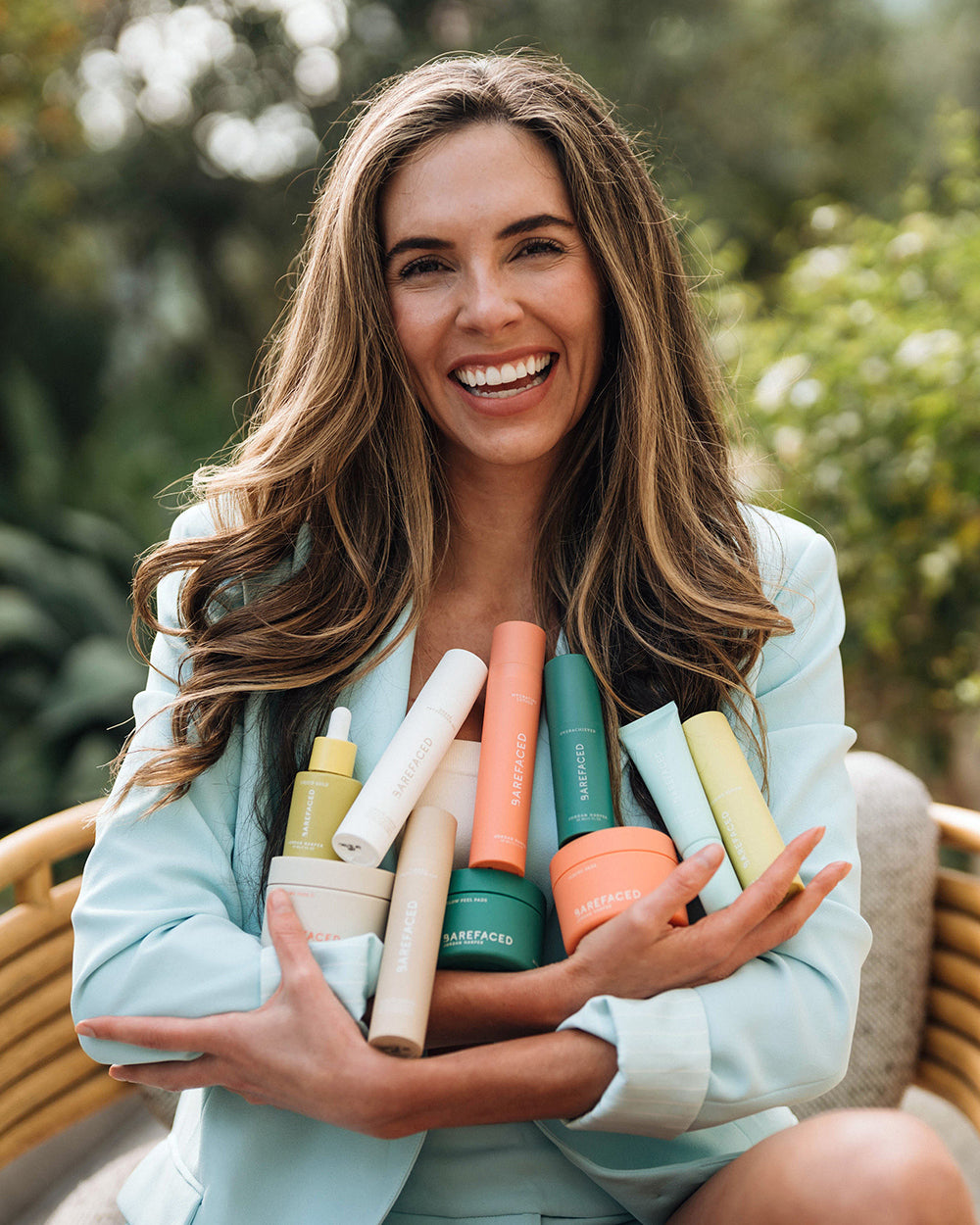 Jorder Harper holding all Barefaced products